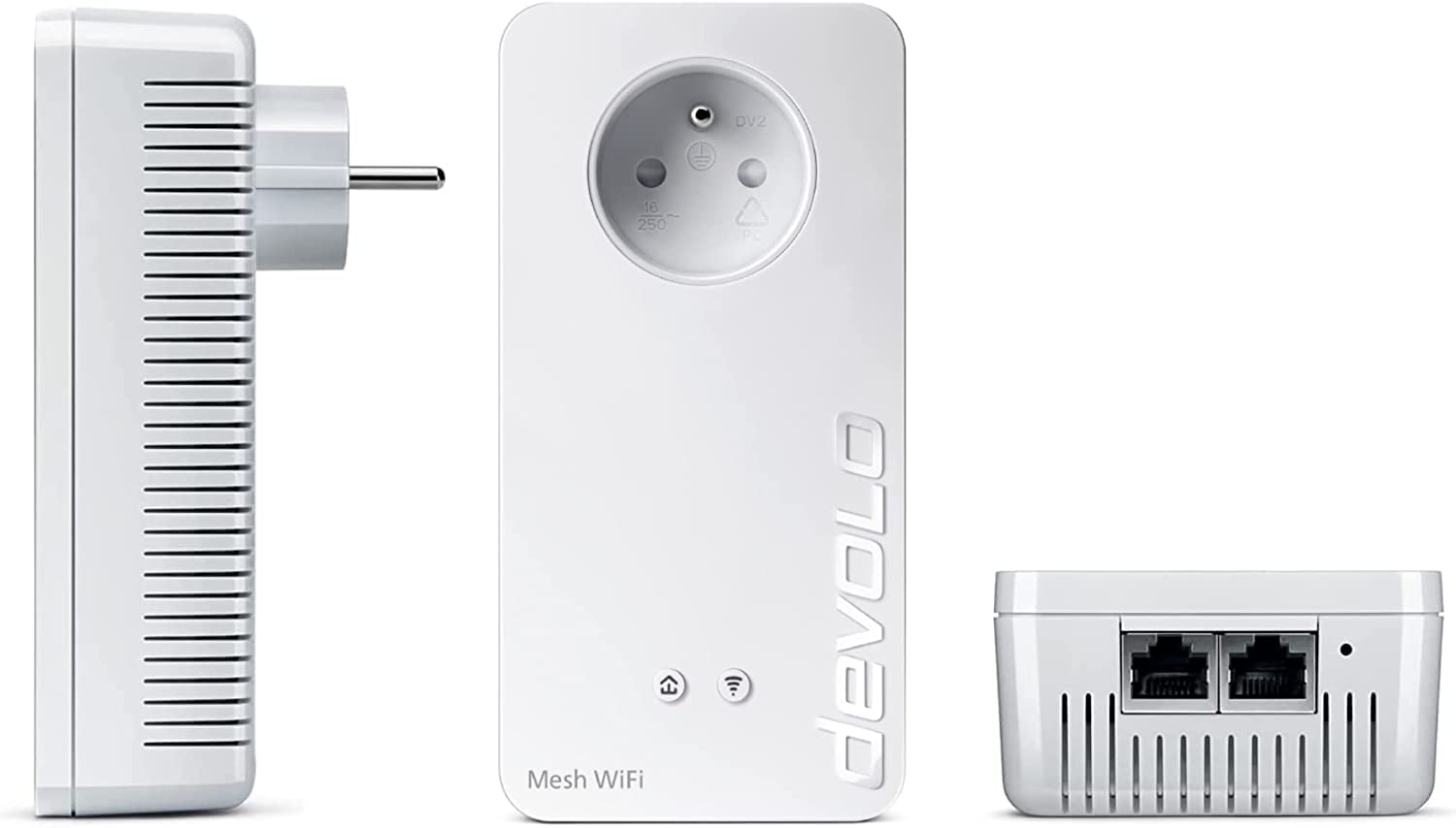 devolo Magic 2 WiFi 5 (AC) Multiroom Kit : 3X Adaptateurs CPL WiFi, Prise Gigogne & Magic 2 LAN Triple Adaptateur d'extension : 1x Adaptateur CPL, Prise Gigogne (2 400 Mbits, 3X Gigabit Ethernet)