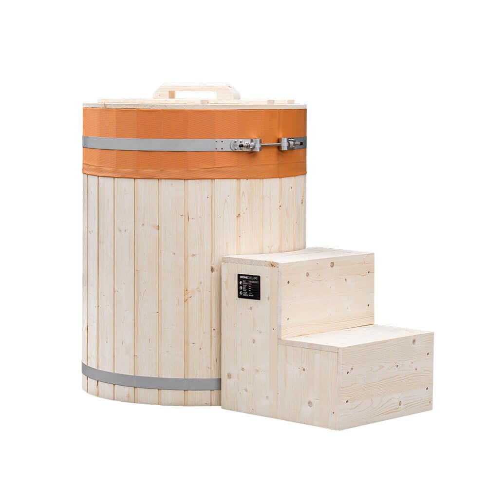 Home Deluxe - Cold Tub Arum ⌀ 72 cm, Außenhöhe 100 cm, Nordische Fichte, inkl. Abdeckung und Treppe I Badefass Badetonne Eistonne