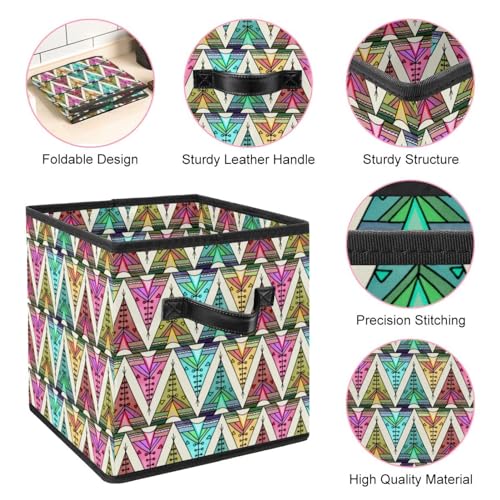 Boîte cube de rangement pliable à poignées motif tipi bohème chic