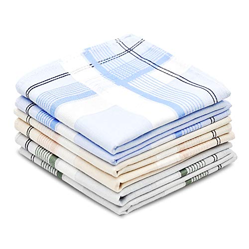 Pure Cotton Men's Soft Handkerchiefs Assorted Color Pack of 6 Gift Set by Zenssia