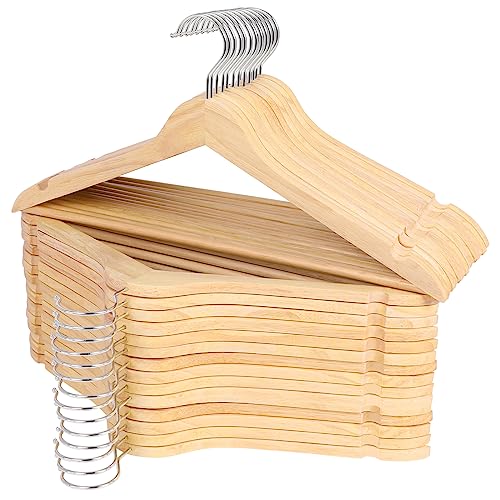 ROSOS Wooden Hangers 30 Pack, Solid Wood Hangers with 360 Swivel Chrome Hook