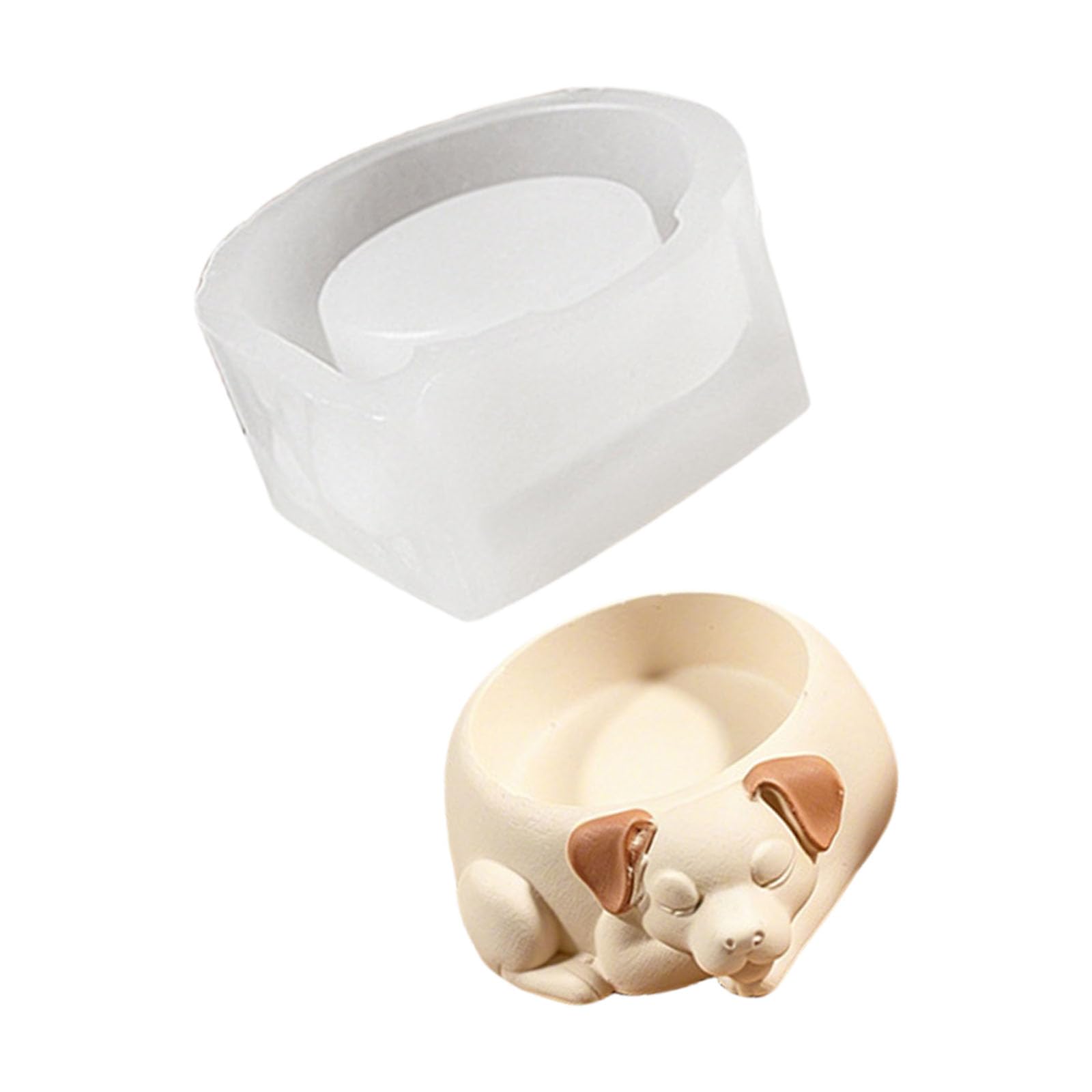 Pangboer Multicolor Holder Mold Soft Silicone Resting Puppy Form Decorative Vessel Pattern Demolding Maker Pour Project Mantel Ornament Result Dog Mold Animal Vessel Wax Pouring Form Pet Decor Cup