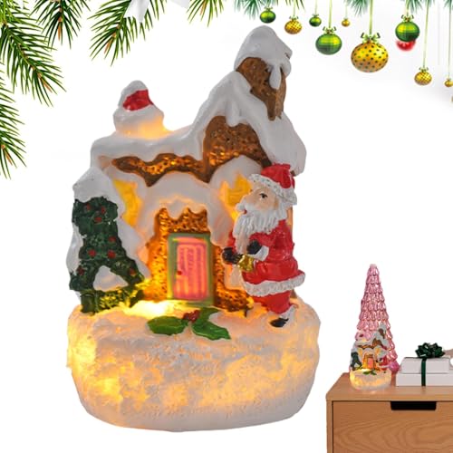 Generisch Pueblo navideño, casa de jengibre | Pequeño juego de pueblo de jengibre de Navidad, decoraciones navideñas para interiores, edificios para coleccionar, decoración de mesa con figuras para