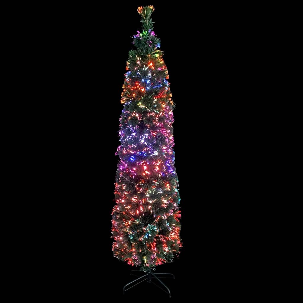 Künstlicher Weihnachtsbaum, schlank, 150 cm hoch, mit Glasfaser-Lichtleitern, farbwechselnd, energiesparend, für Innen- & geschützten Außenbereich