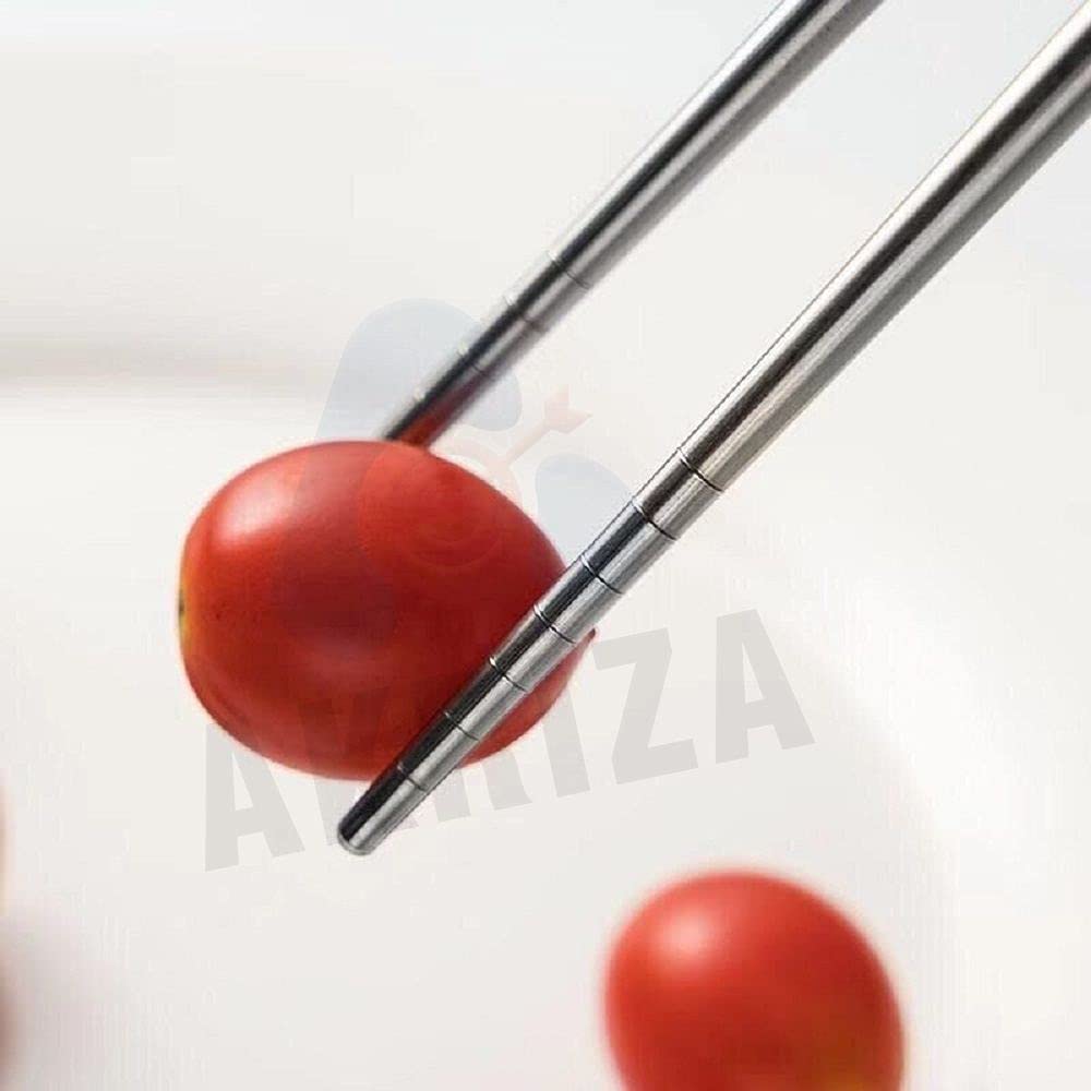 AKRIZA Reusable Stainless Steel Spiral Wheat Chopsticks Gift Set - 5 Pair