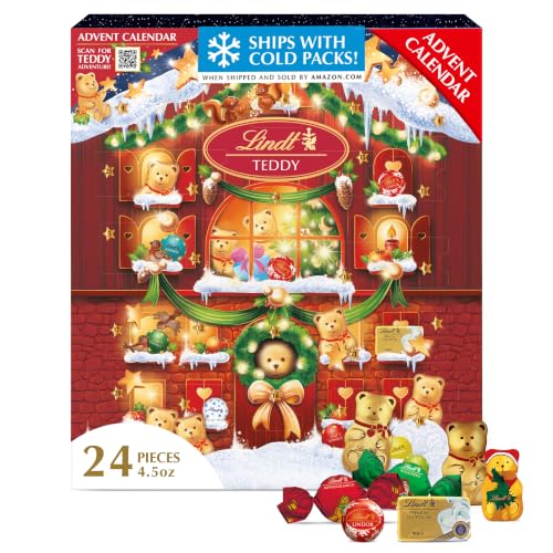 Lindt Holiday Teddy Bear Chocolate Candy Advent Calendar, 4.5 oz.