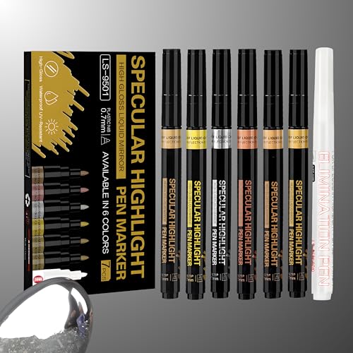 ハイライトミラークロムメッキマーカー 金属メッキ用マーカーセット 消去ペン付き 反射ペンキ DIYガンダムモデル 塗装 ロボットや車や飛行機のプラモデルにぴったり