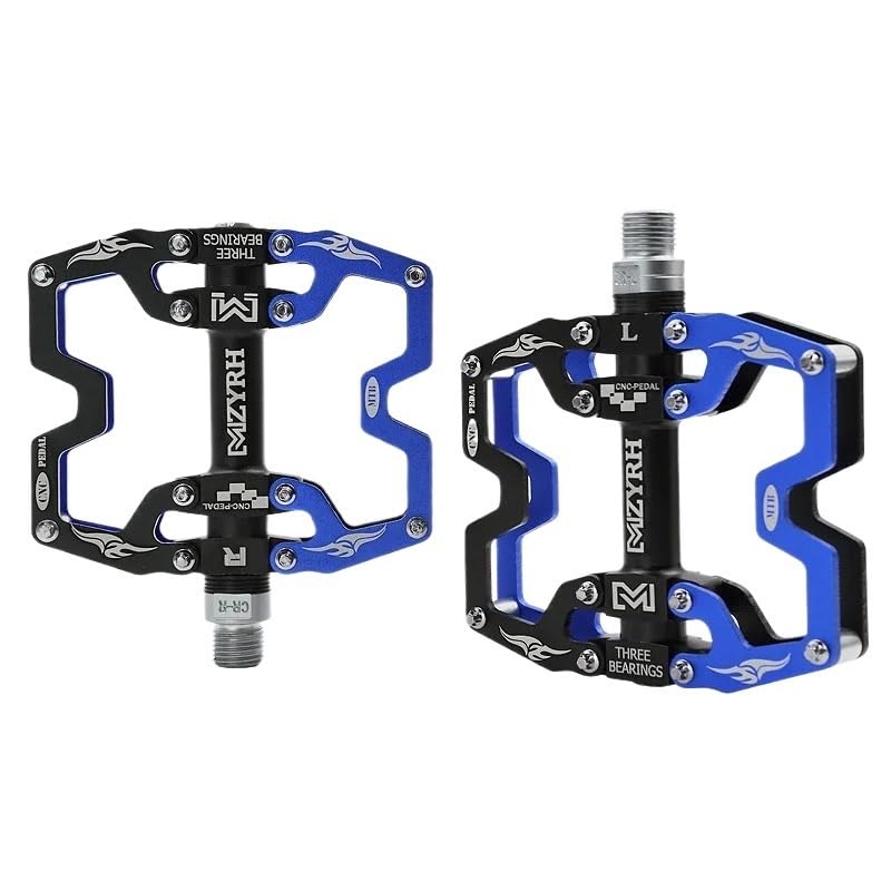 Pedali Bici Pedale della Bicicletta Cuscinetti in Lega di Alluminio Pedali MTB da Strada 14 Colori Parti Biciclette Impermeabili(Y08-Black Blue)