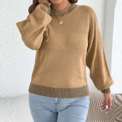 Sweaters for Women Trendy Fall Winter Knit Pullover Crew Neck Comfy Tops - image 7