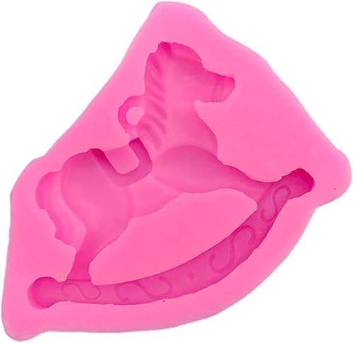 Molde de fondant 2 piezas de molde de silicona para caballos mecedores, molde de mousse, pastel de chocolate, herramienta para hornear bricolaje,