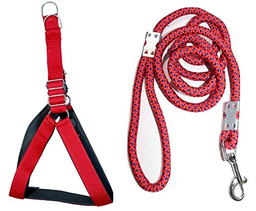 Tame Love™ Adjustable Breathable Dog Chest Belt Harness and Leash Combo for Fully Grown Adult Dogs| Comfortable for Training, Walking, Running(Red,1.25 Inch) (B08FJ6Y1D1) Amazon Price History, Amazon Price Tracker