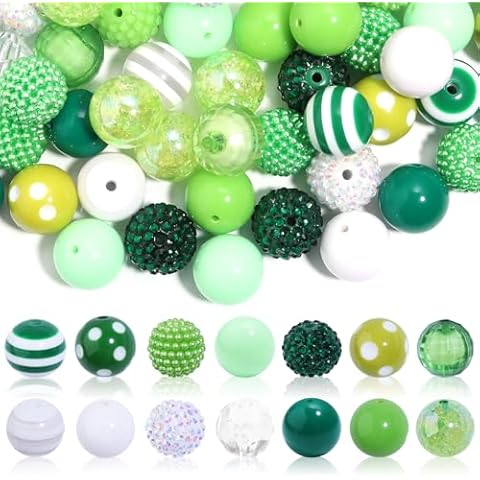 Yumttero 50 Pcs 20mm Chunky Bubblegum Beads, Beads for Pens Focal Beads Bracelet Beads Beadable Pens Beads Beads for DIY Pen Bracelets Necklaces Earings Keychains Jewelry Making, Spring Fairy Cover
