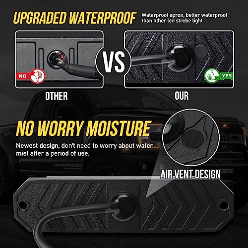 Led Grille Strobe Lights Amber 9 Key Switch, 20-Mode, Surface Mount 12-LED Mini Warning Flashing Grill Light Bar for Construction Tow Trucks Van Utility Vehicle, 8pcs Pack by OPP ULITE - Image 5