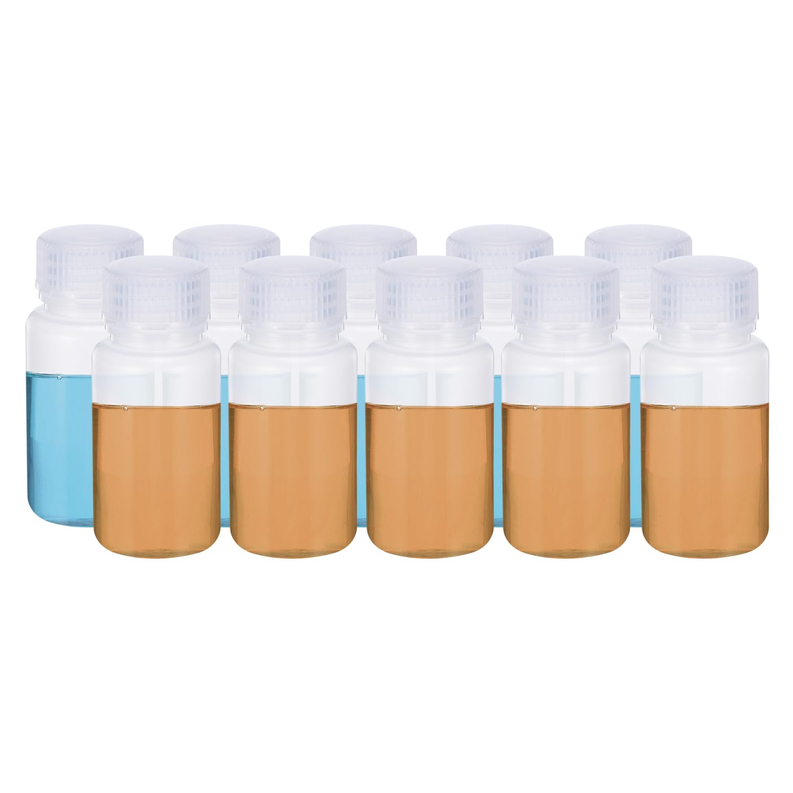 PATIKIL 48 Botellas de Reactivo de 60 ml, Boca Ancha de PP con Tapa de Rosca para Almacenamiento de Reactivos Líquidos y Muestras Sólidas en Laboratorio, Blanco Translúcido