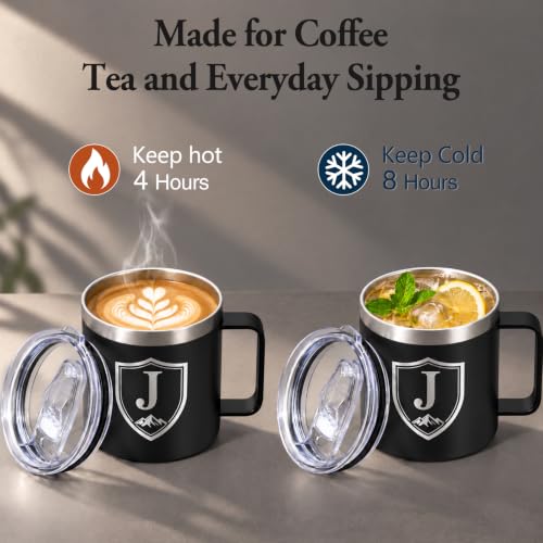 Personalized Gifts for Men, 14 Oz Insulated Coffee Mug with Handle Lid - Image 4