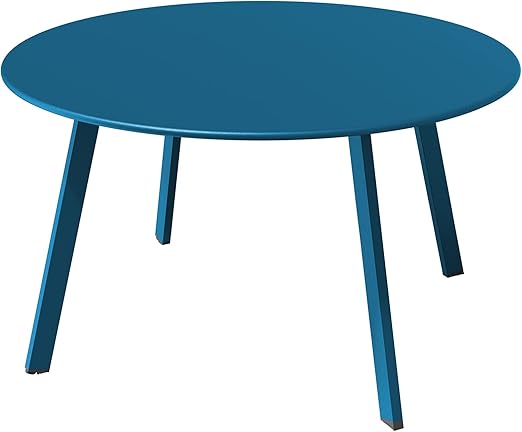 Grand patio 28-inch Round Steel Coffee Table, Outdoor Patio Side Table, Great for Backyard Patio Deck, Peacock Blue