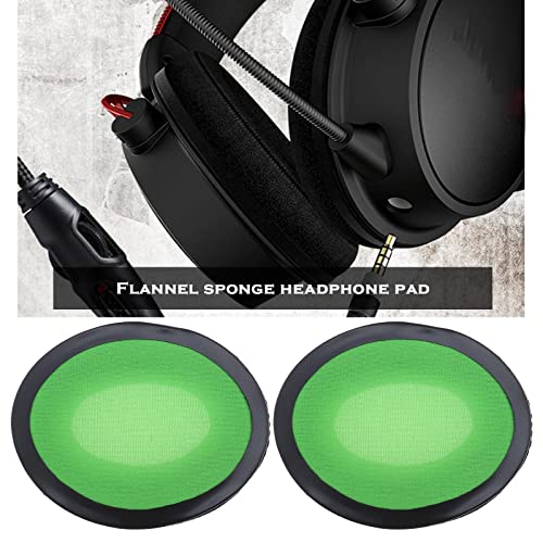 EMSea 1 Pair Ear Pads Replacement Compatible with Kingston HyperX Cloud II Gaming Headphones Ear Cushion Flannel Foam Earphones Accessories Black Green - Image 2