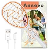 Ansevo Elektrische Fliegenklatsche Wiederaufladbar über USB,Fliegenklatsche Elektrisch Extra Stark für Mücken,Insekten,Wespen,Motten,Draußen,Innenbereich, (Orange)