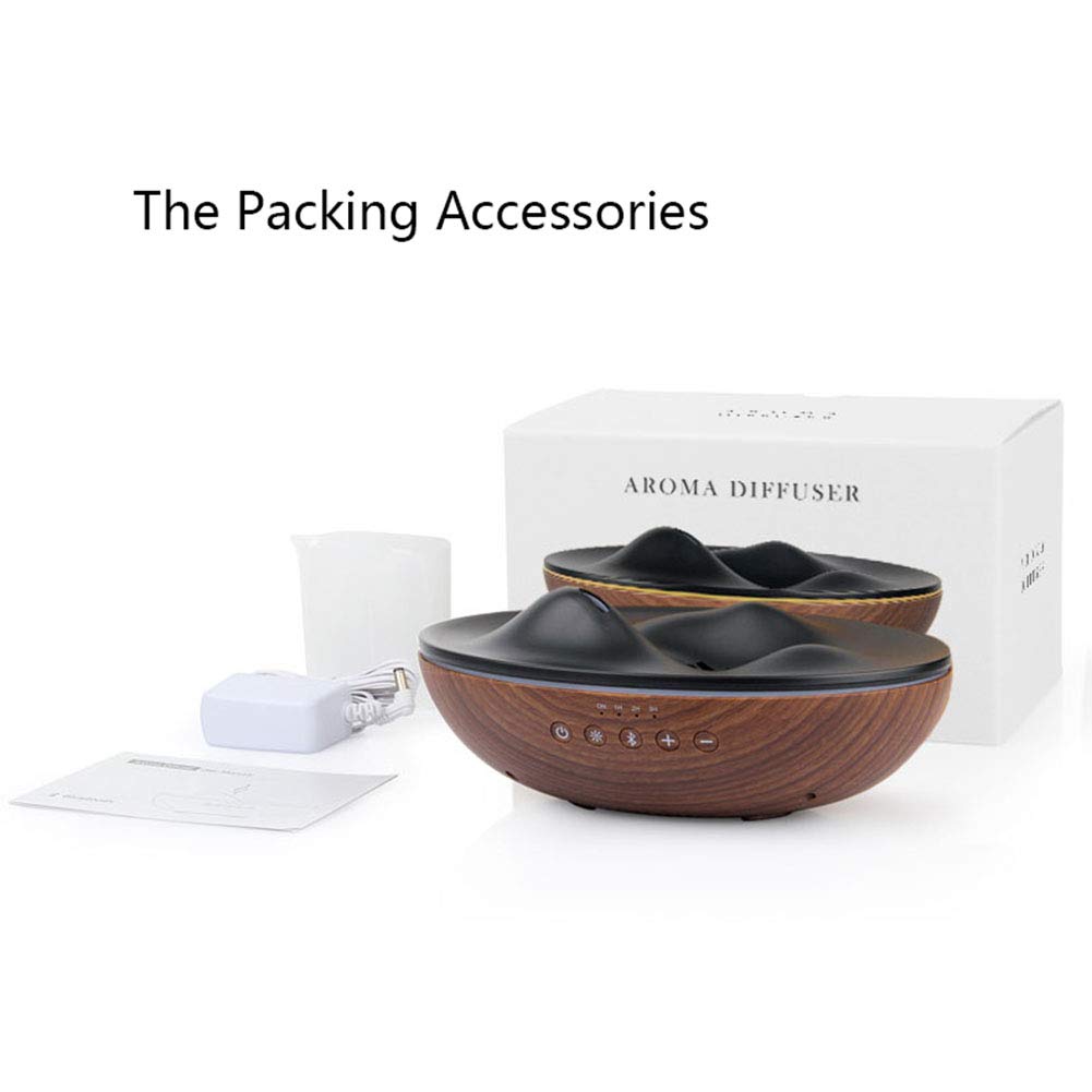 XRXX Diffusori di Aromi di 300 Ml Diffusori di Oli Essenziali di Legno Diffusore di Umidificatori Bluetooth Ad Ultrasuoni PP Semplici E Sicuri da Utilizzare Deep Wood Grain