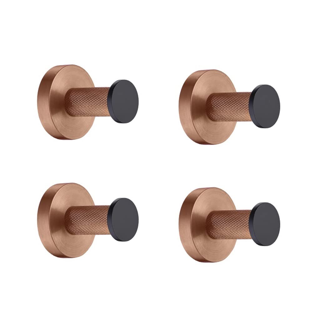LMYSXAOZ Bathroom Accessory Set Rose Gold Black Accessories Hardware Set, Towel Bar Rail Rack, Toilet Paper Holder, Robe Hook, Soap Dish, Brush(4 PCS Hook)