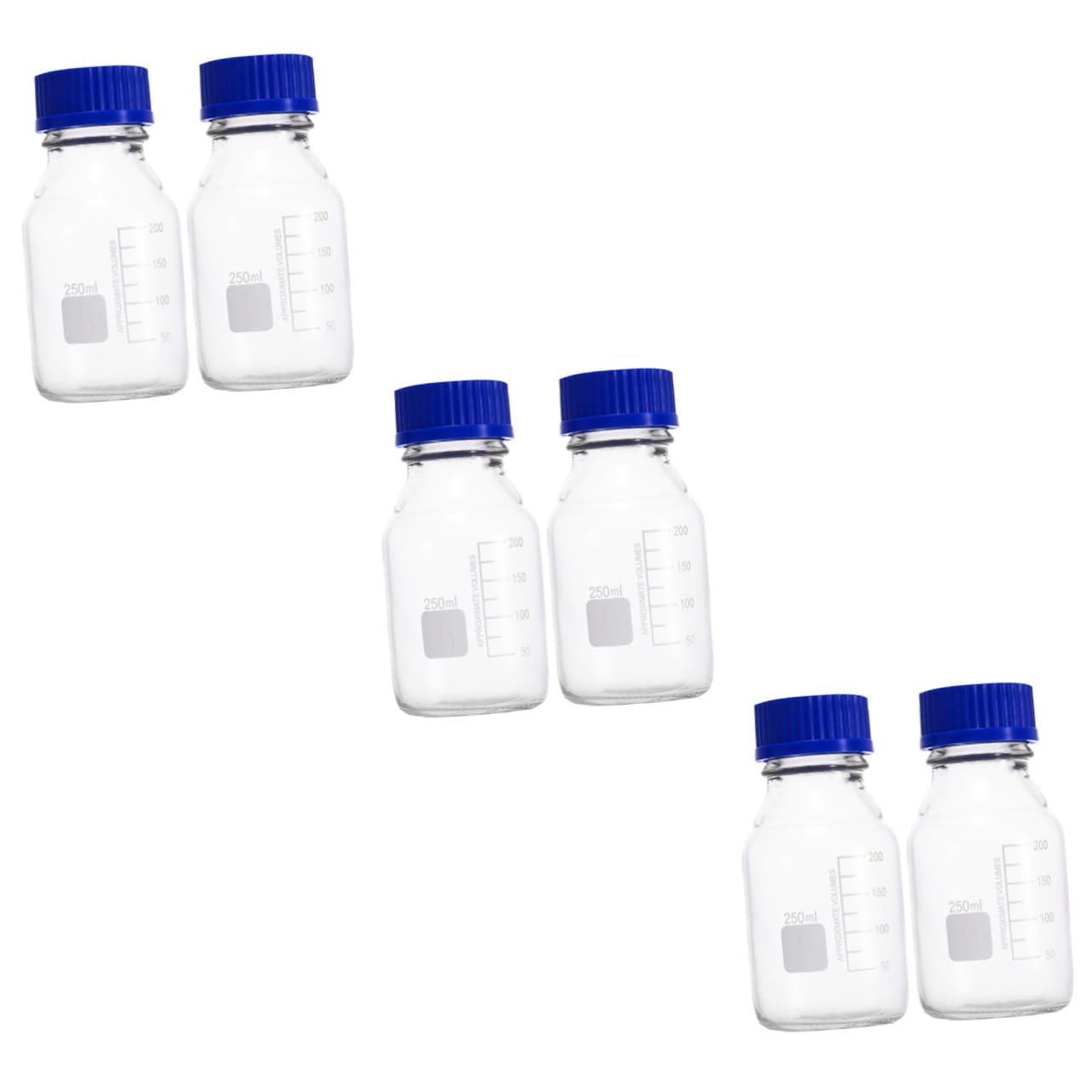 GLEAVI 6pièces Bouteilles Graduées Verre De Flacons De Stockage Réutilisables Pour Laboratoire Avec Couvercle Étanche Pour Réactifs Chimiques Et Échantillons