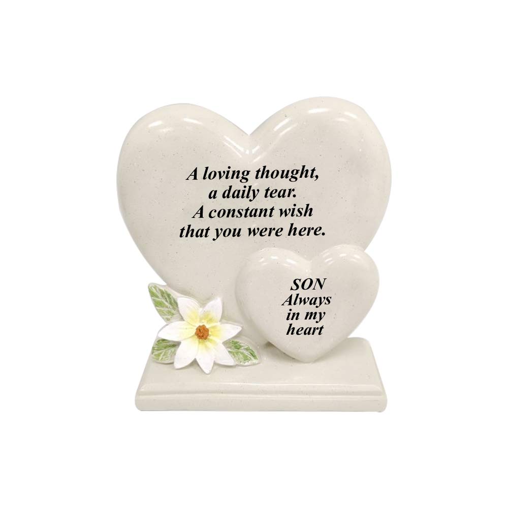 Onlinestreet Son Personalised Grave Ornament/Memorial Plaque With Double Hearts | Graveside Decoration Gift In The Loving Memory Of Your Loving Deceased Ones (Son)