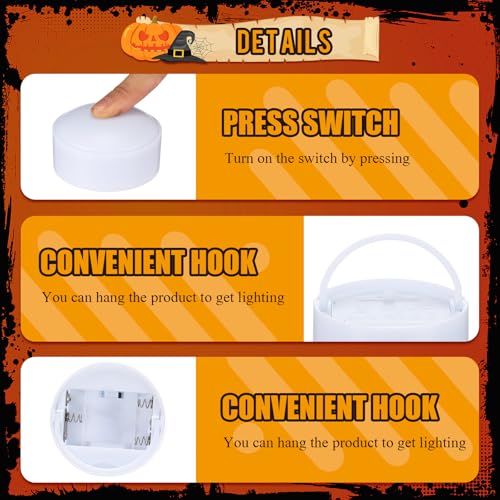 Image of Riakrum 6 Pieces Halloween Remote Timer LED Lights with Remote Summer Halloween LED Pumpkin Lights Battery Operated Lantern Bright Flameless Candle(White, Orange, Purple)