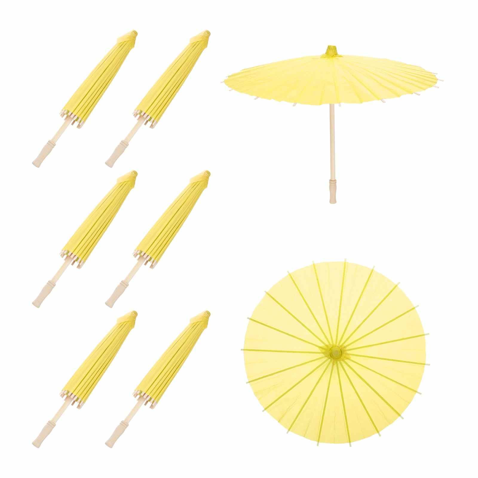 Photo 1 of MECCANIXITY 6 Pcs Paper Umbrellas, 16" DIY Oiled Paper Painting Umbrellas for Photography Props Craft Party Wedding Decoration, Yellow