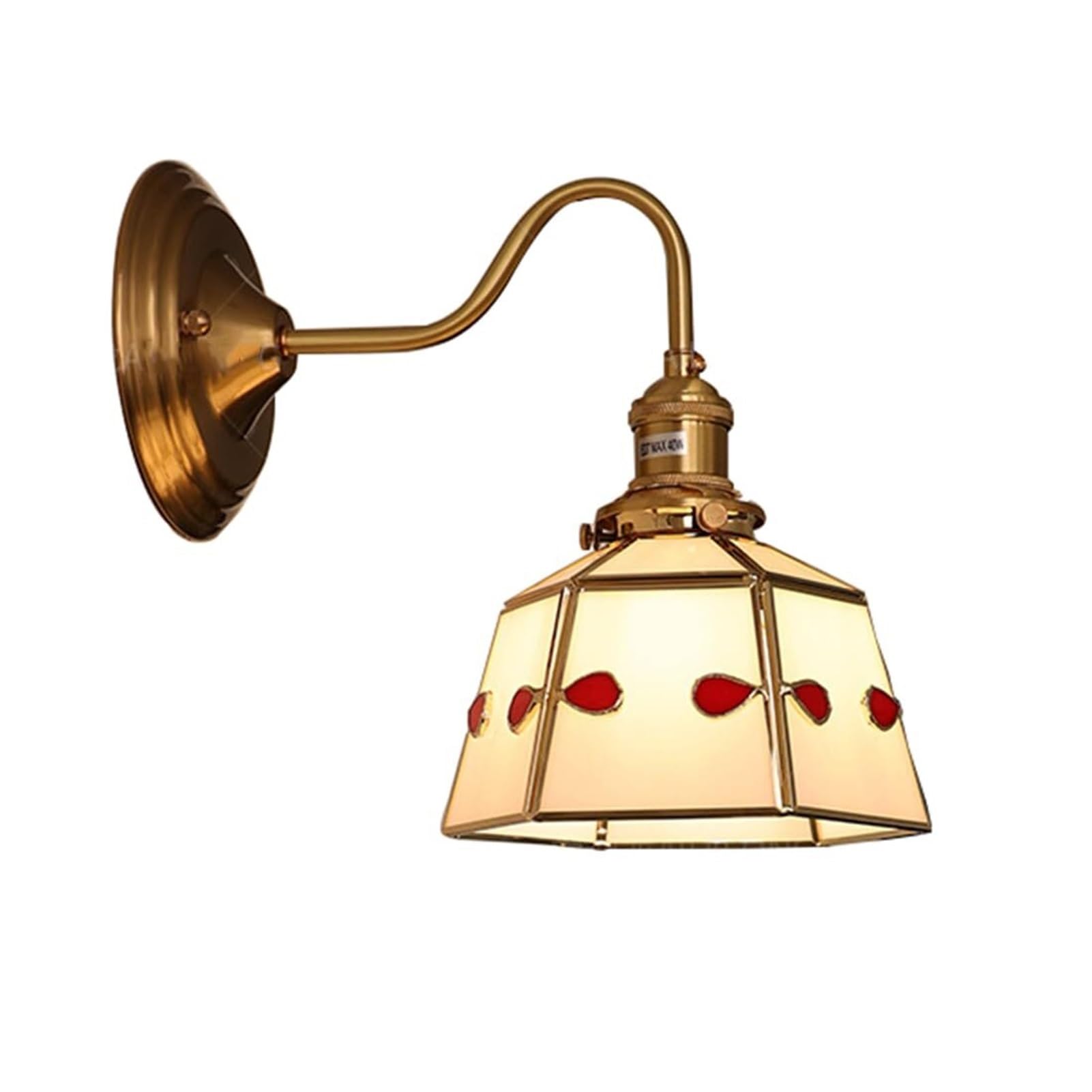 HUAYUSEDF Vintage Stained Glass Wall Lamp E27 Mediterranean Sconce with Rotary Switch for Bedroom Kitchen Island Corridor Living Room(White)