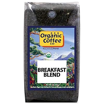 Organic Coffee Co. Breakfast Blend Whole Bean Coffee 2LB (32 Ounce) Medium Light Roast USDA Organic
