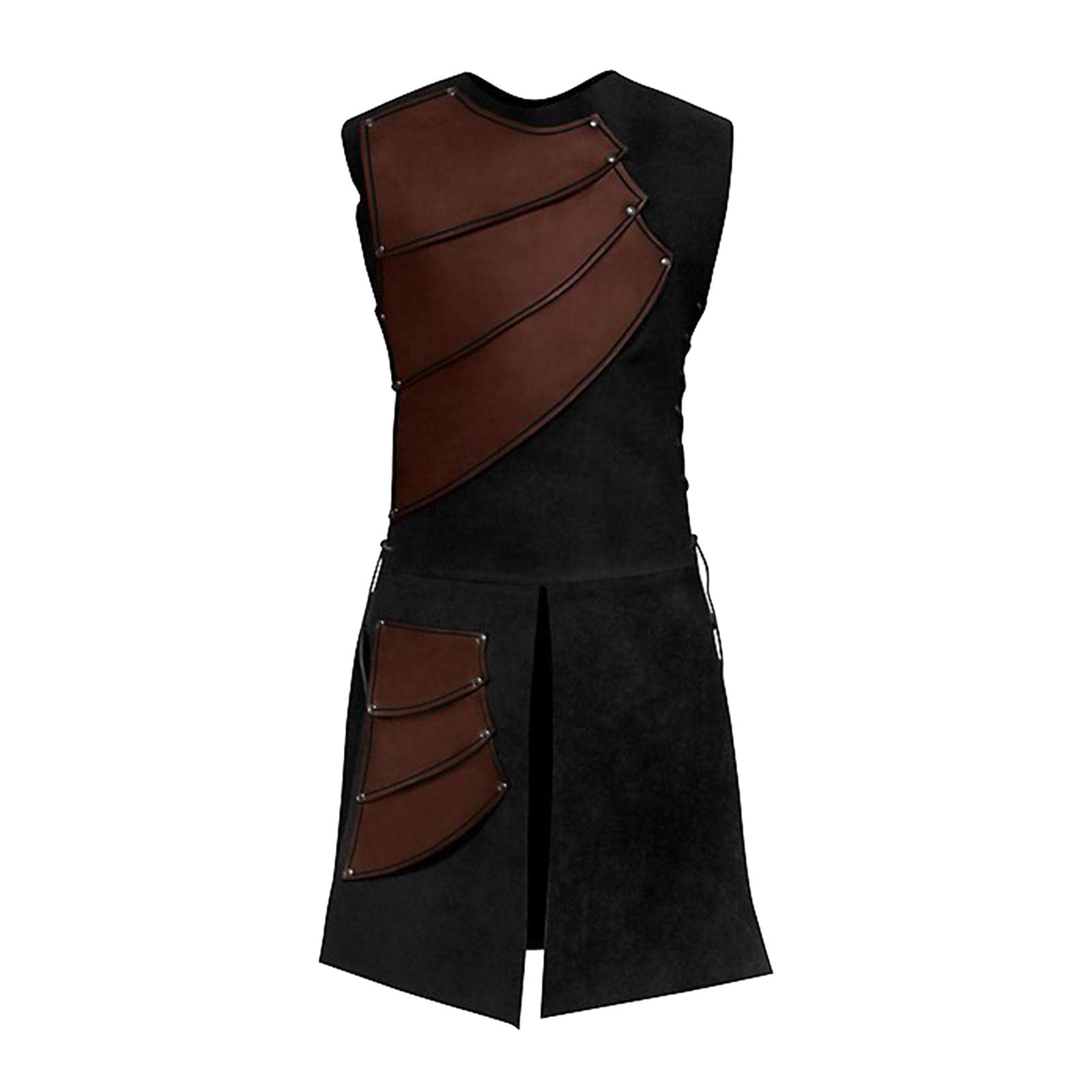 ujeavette Men's Medieval Waistcoat Laced Sleeveless Vest for Cosplay Brown L-picture-45