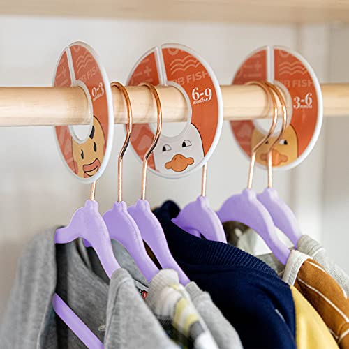 Kids Velvet Hangers,50 Pack Children Clothes Hangers Ultra Thin Non Slip Clothes Racks With 7 Pcs Baby Clothing Dividers (Light Purple) #TOP5