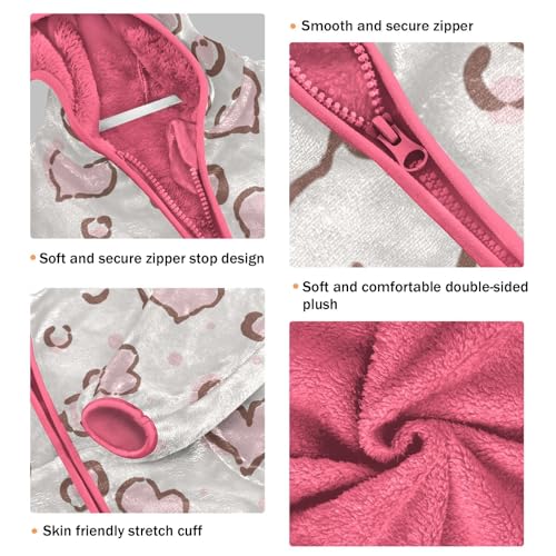 OTVEE Animal Cute Pink Hearts Seamless Kids Hoodie Jacket Fall Spring Full Zip Warm Outwear Coat3