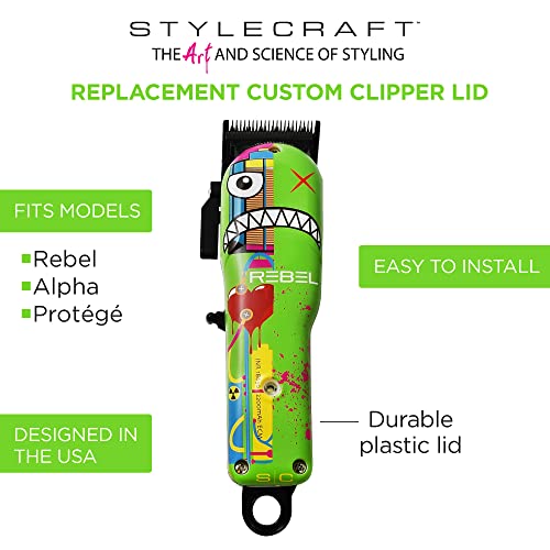 Stylecraft Replacement Radioactive Hair Clipper Lid Compatible With Rebel, Alpha, And Protégé Models #TOP2