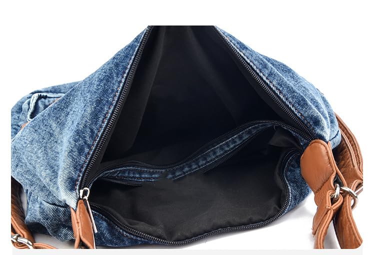 Borsa a tracolla in denim per donna zaino Slouchy Hobo Satchel Borsa a tracolla
