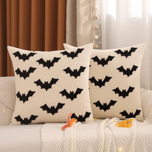 Material: Durable and quality cotton material,invisible zipper,bring special vitality to your home;A great choice for Halloween decor Unique Pattern: Our Halloween pillow covers are designed with exquisite and unique pattern,they will refresh your ro...