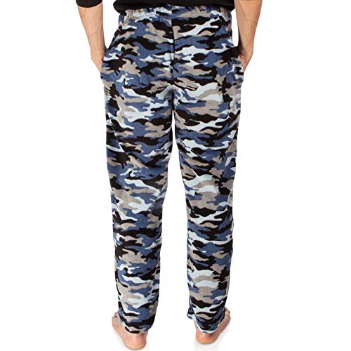 Dg Hill Men’s Plaid Microfleece Pajama Pants With Pockets, Blue Camo Pjs #TOP3