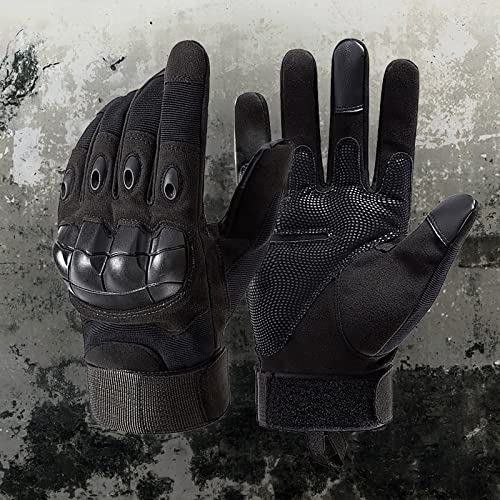 Ipenny Mens Motorcycle Gloves Heavy Duty Fullfinger Outdoor Gloves Breathable Lightweight Paintball Gear Rubber Hard Knuckle Gloves For Airsoft Cycling Hiking Camping Shooting Hunting Powersports #TOP4