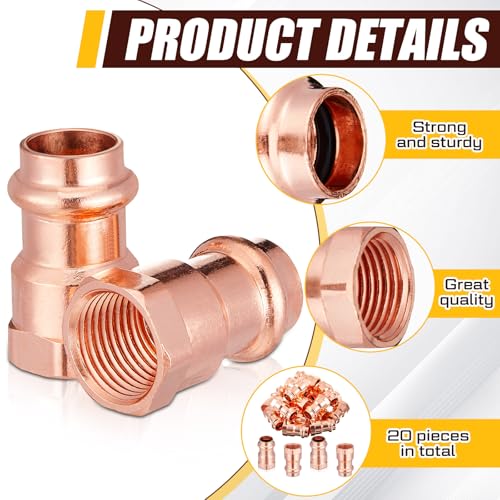 Image of MorningRo 20 Pcs 1 /2 inch FIP x Press LF Copper Press Female Adapter Copper Pressure Fittings Female NPT Connection for Plumbing, Commercial, Residential