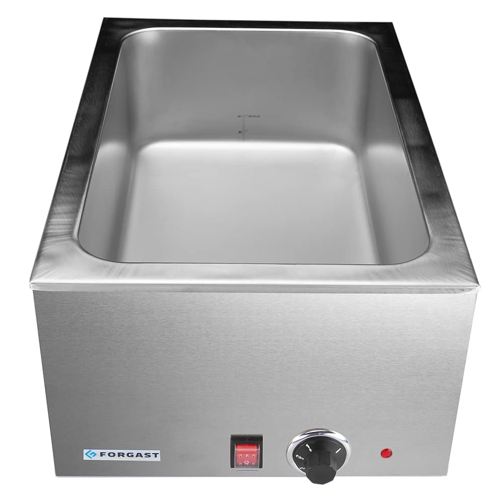 Bagnomaria Elettrico Professionale, Acciaio Inossidabile, Scaldavivande Elettrico a Buffet, Riscaldatore, Termostato, Compatibile con Vassoio GN 1/1, per Bare e Ristoranti