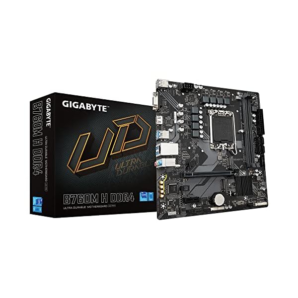 GIGABYTE B760M H DDR4 Placa Base - Soporta CPUs Intel Core de 14ª generación, VRM Digital de 6+1+1 Fases, hasta 3200MHz DDR4 (OC), 2xPCIe 4.0 M.2, GbE LAN, USB 3.2 Gen1