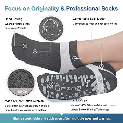 Image of Muezna Non Slip Yoga Socks for Women, Anti-Skid Pilates, Barre, Hospital Socks with Grips, Size 5-10