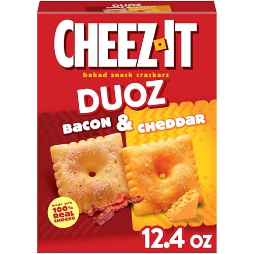 Cheez-It DUOZ Baked Snack Crackers, Lunch Snacks, Bacon and Cheddar, 12.4oz Box (1 Box)