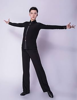 Amazon.co.jp: メンズラテンシャツ ダンス衣装 男性用 ダンス