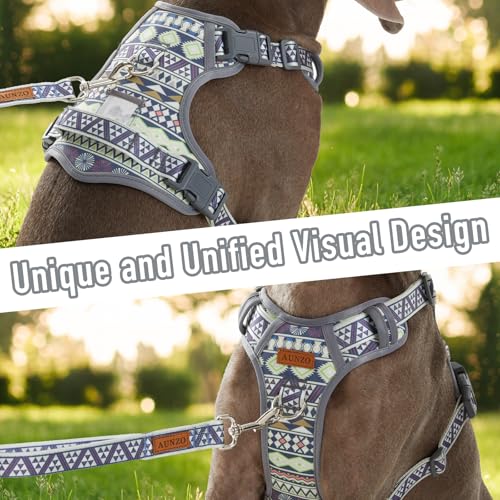 No Pull Dog Harness with 2 Metal D-Rings, Easy on/Off Dog Vest with Neck Buckle, No Need Over Head, Easy Walk Escapeproof No Choke Reflective Breathable, Harness for Large Dogs - Image 3