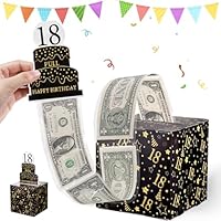 Starvortex Geldgeschenk 18. Geburtstag, Schwarz Gold Überraschungsbox 18, Geschenkbox Dick Geschenke zum Geburtstag