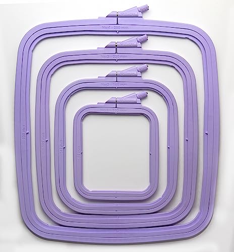 Nurge Lila Plastic Square Embroidery Hoop, Cross Stitch Hoops, Punch Needle Hoop 4 Pcs Set #TOP25