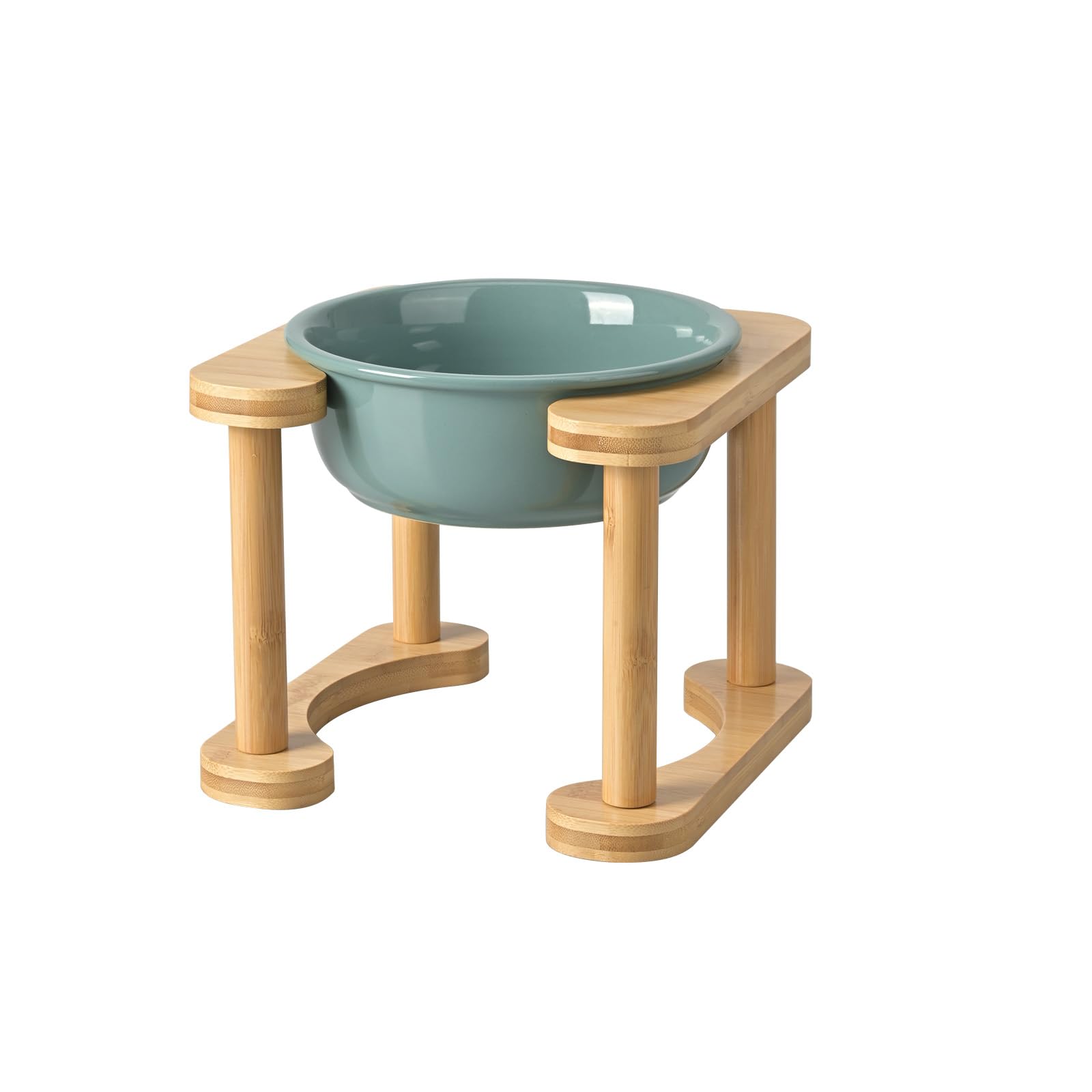 SPUNKYJUNKY Comedero Elevado de Cerámica para Perros y Gatos (800ml, Verde Oscuro)