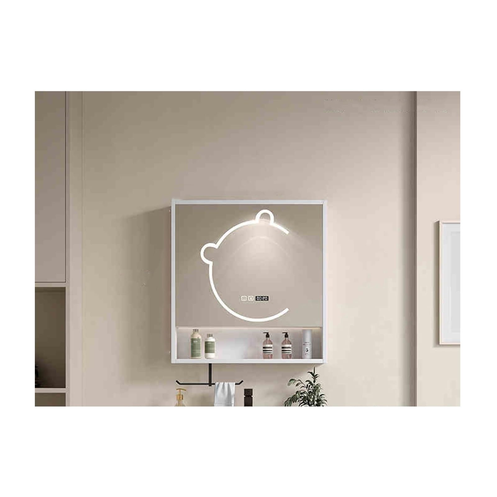 VFDVSWZSA bathroom mirror cabinet, With Mirror Door，High-Definition, One-Click Defog(White,60cm/23.6in)