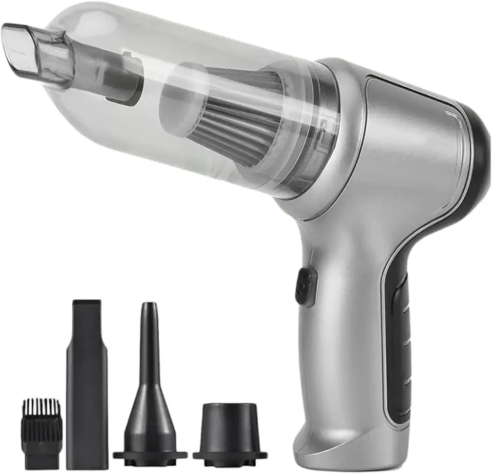 Aspirador de Pó Sem Fio Portátil 4 em 1 – Multifuncional, Leve, Potente e Recarregável para Casa e Carro (Branco)